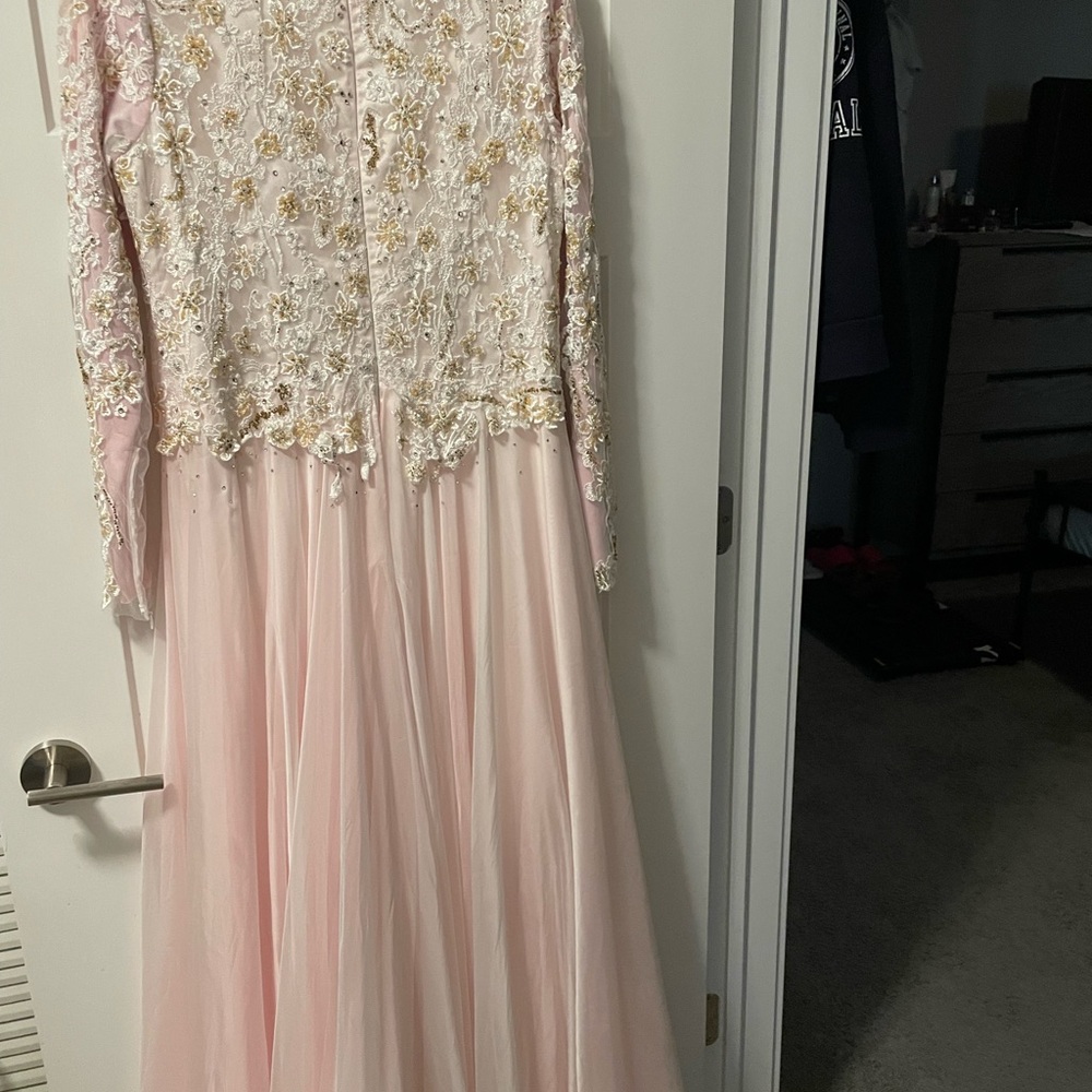 Elegant Pink and Gold Embellished Gown